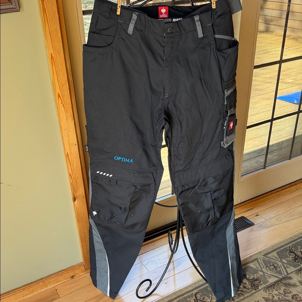 Engelbert Strauss Optima Cargo Black Motion 2020 Work Pants Reinforced Knees 38L